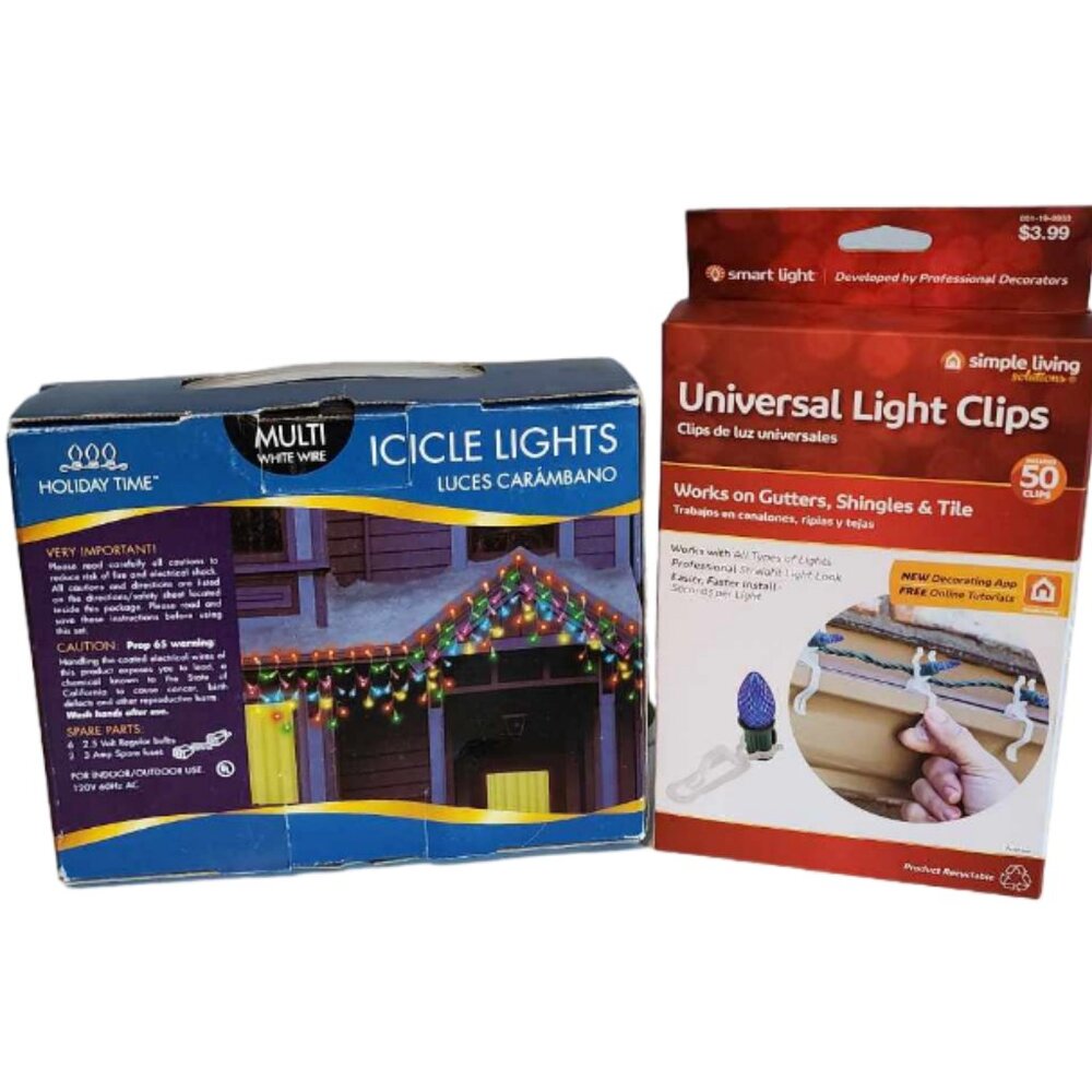 NWT Icicle Lights with Universal Light Clips